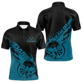 Maxcorners Custom Blue Flame Skull Dartboard Dart Men Polo Shirt, Halloween Dart Team Outfit MT2709