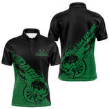 Maxcorners Custom Green Flame Skull Dartboard Dart Men Polo Shirt, Halloween Dart Team Outfit MT2709