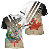 Maxcorners Northern Pike fishing Canadian flag patriotic Custom performance long sleeve fishing tournament jersey MT2108