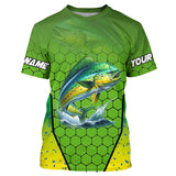 Maxcorners Personalized Mahi mahi green scales Performance Long Sleeve Fishing Shirts, Tournament Fishing Jerseys MT2108
