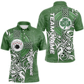 Maxcorners Green Irish Tribal Cross St Patrick'S Day Mens And Women Bowling Shirts Custom Lucky Bowling Team Jerseys