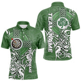 Maxcorners Green Irish Tribal Cross St Patrick'S Day Mens Darts Shirts Custom Lucky Darts Team Jerseys