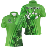 Maxcorners Green Clover St Patrick Day Bowling Shirts Custom Team Bowling Jerseys, Gifts For Bowlers