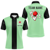 Maxcorners Personalized Mint Green And Black Retro Bowling Shirts Custom Vintage Bowling Team Jerseys