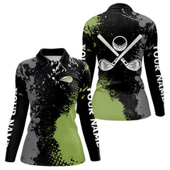 Maxcorners Black and Green Camo Golf Polo shirt for Men Custom golf team uniform golf outfit