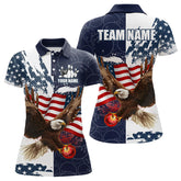 Maxcorners Red, White And Blue American Flag Eagle Bowling Shirts For Women Custom Patriotic Bowling Team Jersey