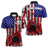 Maxcorners Vintage American Flag Wings Mens And Women Bowling Polo Shirt Custom Patriotic Team Bowling Jersey