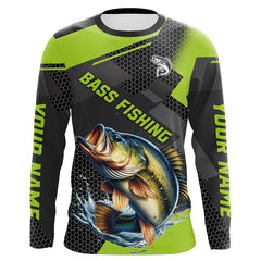 Maxcorners Personalized Largemouth Bass Fishing Jerseys, Bass Long Sleeve Fishing Tournament Shirts | Green MT2108