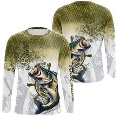 Maxcorners Bass fishing scales pattern Custom performance long sleeve Fishing Shirts, Bass Fishing jersey LM0607