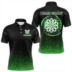 Maxcorners Black & Green glitter Lucky Darts Shirt For Men Custom St Patrick Day Darts Jersey for Team