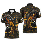 Maxcorners Black And Gold Custom Dragon Bowling Jersey Multicolor Option Customized Name, Team Name 3D Shirt