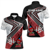Maxcorners Funny Bowling Ball And Pins Mens & Women Bowling Shirt Custom Camo Bowling Team Jersey, Gift For Bowler | Red