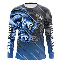 Maxcorners Blue Largemouth Bass fishing Long Sleeve Performance Fishing Shirt custom Bass fishing jersey for team MT2108