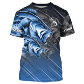 Maxcorners Blue Largemouth Bass fishing Long Sleeve Performance Fishing Shirt custom Bass fishing jersey for team MT2108