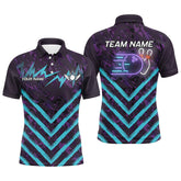 Maxcorners Purple Camo Lightning Storm Bowling Jersey Multicolor Option Customized Name, Team Name 3D Shirt