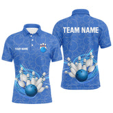 Maxcorners Blue Camo Bowling Jersey Multicolor Option Customized Name, Team Name 3D Shirt
