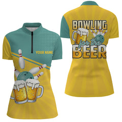 Maxcorners Personalized Bowling For The Beer Retro Bowling Polo Shirt Custom Team Bowling Jerseys For Men And Women