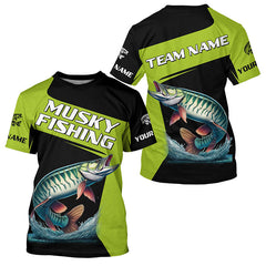 Maxcorners Green Musky fishing Custom Long Sleeve Tournament Fishing Shirts, Performance Muskie Fishing Jerseys MT2108