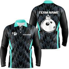Maxcorners Bowling Ball And Pins Camo Customized Name, Team Name 3D Polo Shirt