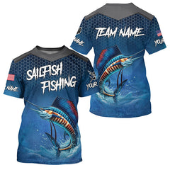 Maxcorners Blue camo Sailfish fishing Custom performance long sleeve team Sailfish fishing tournament shirts MT2108