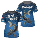Maxcorners Blue camo Catfish fishing Custom performance long sleeve team Catfish fishing tournament shirts MT2108