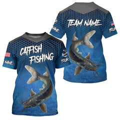 Maxcorners Blue camo Catfish fishing Custom performance long sleeve team Catfish fishing tournament shirts MT2108
