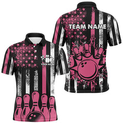 Maxcorners American Flag Bowling Restro For Team Bowling Team Men And Women Polo Shirts, Bowling Pattern Outfits | Pink