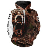 Maxcorners Bear Hunting Camo Customize Name 3D All Over Printed Shirts Personalized Hunting gifts LM2608