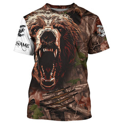 Maxcorners Bear Hunting Camo Customize Name 3D All Over Printed Shirts Personalized Hunting gifts LM2608