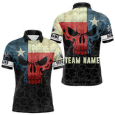Maxcorners Vintage Texas Flag Skull Black Bowling Camo Retro Bowling Shirts For Men Custom Bowling Team Jerseys