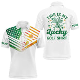 Maxcorners Irish American Flag Men And Women Golf Polo Shirts Custom St Patrick Day This Is My Lucky Golf Shirt