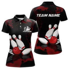 Maxcorners Black And Red Bowling Shirts For Men And Women Custom Bowling Team League Jerseys, Gift For Bowlers