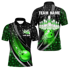 Maxcorners Black and Green Shamrock pattern Bowling Shirts for Men Custom St Patrick Team Bowling jerseys LM2201