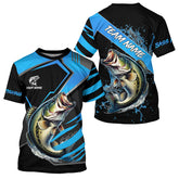 Maxcorners Black and Blue Largemouth bass fishing custom fishing team jerseys, sport fishing shirts MT2108