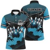 Maxcorners Black And Blue Grunge Lightning Thunder Bowling Jersey Multicolor Option Customized Name, Team Name 3D Shirt