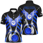Maxcorners Black And Blue Bowling Jersey Multicolor Option Customized Name, Team Name 3D Shirt