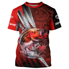 Maxcorners Bass fishing Custom sun protection long sleeve fishing shirts, bass fishing jersey | Red LM2408