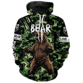 Maxcorners Bear hunter big game hunting green camouflage Customize Name 3D All Over Printed Shirts LM2608