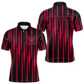 Maxcorners Black And Pink Neon Lights Pattern Bowling Polo Shirt For Men Custom Team Bowling Jersey