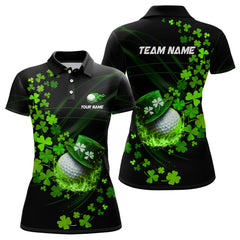 Maxcorners Green Shamrock Lucky Mens Golf Polo Shirts Custom St Patrick Day Clover Golf Team Jerseys