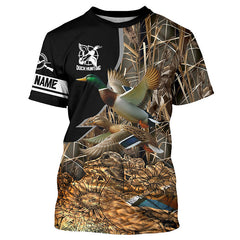 Maxcorners Best Duck Hunting Waterfowl Camo Custom Name Shirts for Duck Hunter, Personalized Hunting Gifts LM2608