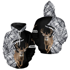 Maxcorners Deer Hunting Big Game Black Camo Gray Custom Name 3D All Over Print Shirts, Hunting Gifts LM0910