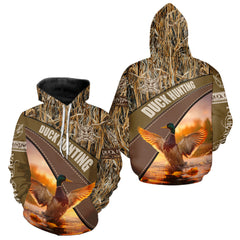 Maxcorners Mallard Duck Hunting Shirt Camo Custom Name Hunting Clothes For Hunters Best Gift LM1109