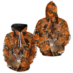 Maxcorners Unisex 3D Deer Hunting Orange Camo Shirt, Whitetail Deer Hunting Shirt For Deer Hunters LM1610