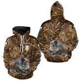 Maxcorners Personalized Wild Hog Hunting Camo Full Printing Shirts, Boar Hunting Gifts, Hunting Season LM1109