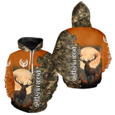 Maxcorners Best Orange Camo Deer Hunting Clothes 3D Full Print Full Moon Buck Design For Deer Hunters LM2608