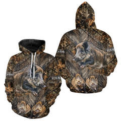 Maxcorners Beautiful Wild Hog Hunting Camouflage 3D All Over Print Shirts Personalized Hunting Gifts LM1809