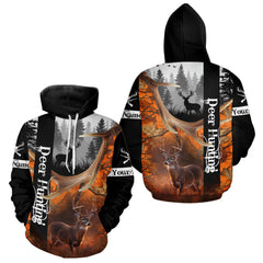 Maxcorners Deer Hunting Camo Custom Name 3D All Over Print Orange Black Best Hunting Clothes For Season LM2110