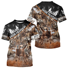 Maxcorners Best Whitetail Deer Hunting Shirt Black Brown Forest Camo 3D All Over Print For Deer Hunters LM2608
