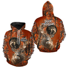 Maxcorners Deer Hunting Shirt Compass Design Orange Camo Custom Name Head Deer Hunting Clothes LM0611